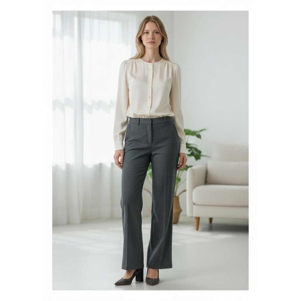 Ann Taylor Loft Marisa Trouser Dark Grey Wide Leg Dress Pants Size 00 Business‎
